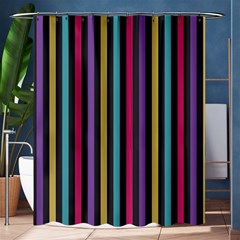 Stripes Colorful Multi Colored Bright Stripes Wallpaper Background Pattern Shower Curtain 60  X 72  (medium)  by Simbadda