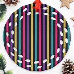 Stripes Colorful Multi Colored Bright Stripes Wallpaper Background Pattern Ornament (round Filigree) by Simbadda