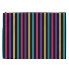 Stripes Colorful Multi Colored Bright Stripes Wallpaper Background Pattern Cosmetic Bag (xxl)  by Simbadda