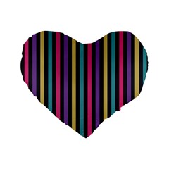 Stripes Colorful Multi Colored Bright Stripes Wallpaper Background Pattern Standard 16  Premium Heart Shape Cushions by Simbadda