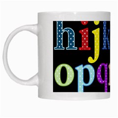 Alphabet Letters Colorful Polka Dots Letters In Lower Case White Mugs by Simbadda