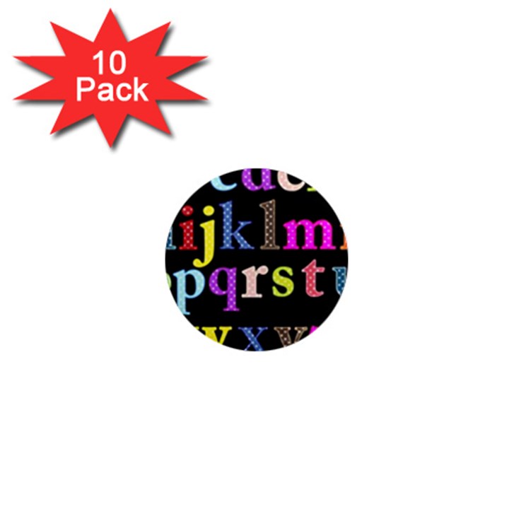 Alphabet Letters Colorful Polka Dots Letters In Lower Case 1  Mini Magnet (10 pack) 