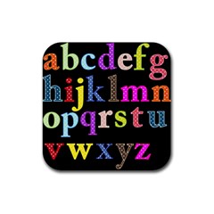 Alphabet Letters Colorful Polka Dots Letters In Lower Case Rubber Square Coaster (4 Pack)  by Simbadda