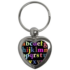 Alphabet Letters Colorful Polka Dots Letters In Lower Case Key Chains (heart)  by Simbadda