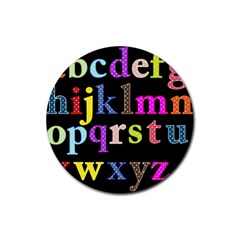 Alphabet Letters Colorful Polka Dots Letters In Lower Case Rubber Coaster (round)  by Simbadda