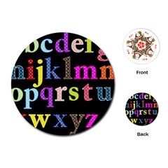 Alphabet Letters Colorful Polka Dots Letters In Lower Case Playing Cards (round)  by Simbadda