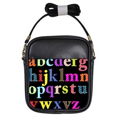 Alphabet Letters Colorful Polka Dots Letters In Lower Case Girls Sling Bags by Simbadda