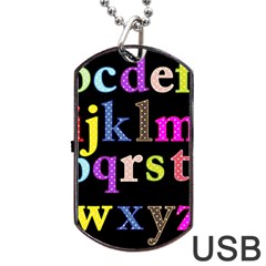 Alphabet Letters Colorful Polka Dots Letters In Lower Case Dog Tag Usb Flash (two Sides) by Simbadda