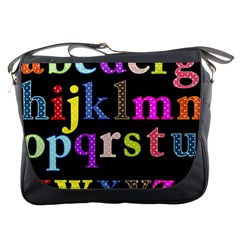 Alphabet Letters Colorful Polka Dots Letters In Lower Case Messenger Bags by Simbadda