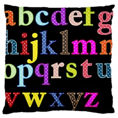 Alphabet Letters Colorful Polka Dots Letters In Lower Case Large Cushion Case (two Sides) by Simbadda