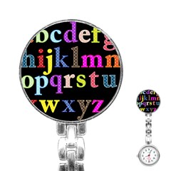 Alphabet Letters Colorful Polka Dots Letters In Lower Case Stainless Steel Nurses Watch by Simbadda