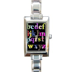 Alphabet Letters Colorful Polka Dots Letters In Lower Case Rectangle Italian Charm Watch