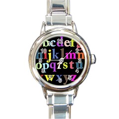 Alphabet Letters Colorful Polka Dots Letters In Lower Case Round Italian Charm Watch by Simbadda