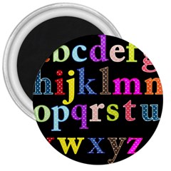 Alphabet Letters Colorful Polka Dots Letters In Lower Case 3  Magnets by Simbadda