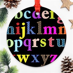 Alphabet Letters Colorful Polka Dots Letters In Lower Case Ornament (round) by Simbadda