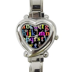 Alphabet Letters Colorful Polka Dots Letters In Lower Case Heart Italian Charm Watch by Simbadda