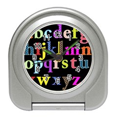 Alphabet Letters Colorful Polka Dots Letters In Lower Case Travel Alarm Clocks by Simbadda