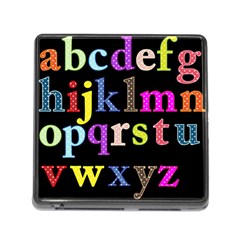 Alphabet Letters Colorful Polka Dots Letters In Lower Case Memory Card Reader (square) by Simbadda