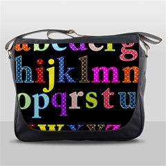 Alphabet Letters Colorful Polka Dots Letters In Lower Case Messenger Bags by Simbadda