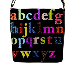 Alphabet Letters Colorful Polka Dots Letters In Lower Case Flap Messenger Bag (l)  by Simbadda