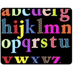 Alphabet Letters Colorful Polka Dots Letters In Lower Case Double Sided Fleece Blanket (medium)  by Simbadda