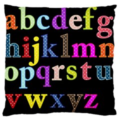 Alphabet Letters Colorful Polka Dots Letters In Lower Case Large Flano Cushion Case (one Side) by Simbadda