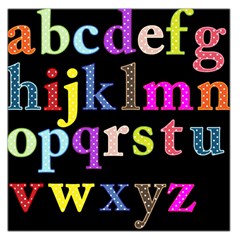 Alphabet Letters Colorful Polka Dots Letters In Lower Case Large Satin Scarf (square) by Simbadda