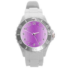 Abstract Lines Background Pattern Round Plastic Sport Watch (l) by Simbadda