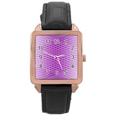 Abstract Lines Background Pattern Rose Gold Leather Watch  by Simbadda