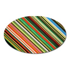 Colorful Stripe Background Oval Magnet by Simbadda