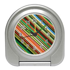 Colorful Stripe Background Travel Alarm Clocks by Simbadda