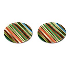 Colorful Stripe Background Cufflinks (oval) by Simbadda