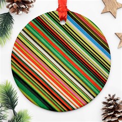 Colorful Stripe Background Round Ornament (two Sides) by Simbadda