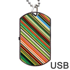 Colorful Stripe Background Dog Tag Usb Flash (one Side) by Simbadda