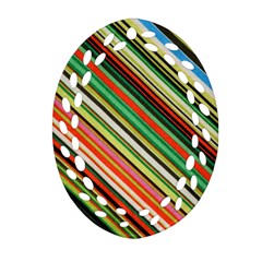 Colorful Stripe Background Oval Filigree Ornament (two Sides) by Simbadda