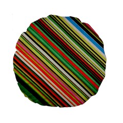 Colorful Stripe Background Standard 15  Premium Round Cushions by Simbadda