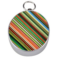 Colorful Stripe Background Silver Compasses by Simbadda