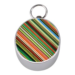 Colorful Stripe Background Mini Silver Compasses by Simbadda