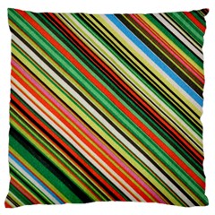 Colorful Stripe Background Large Flano Cushion Case (two Sides) by Simbadda