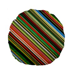 Colorful Stripe Background Standard 15  Premium Flano Round Cushions by Simbadda