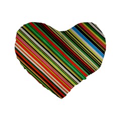 Colorful Stripe Background Standard 16  Premium Flano Heart Shape Cushions by Simbadda