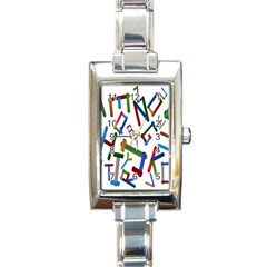 Colorful Letters From Wood Ice Cream Stick Isolated On White Background Rectangle Italian Charm Watch by Simbadda