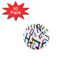 Colorful Letters From Wood Ice Cream Stick Isolated On White Background 1  Mini Magnet (10 Pack)  by Simbadda