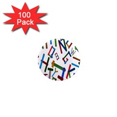 Colorful Letters From Wood Ice Cream Stick Isolated On White Background 1  Mini Magnets (100 Pack)  by Simbadda