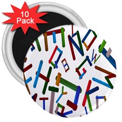 Colorful Letters From Wood Ice Cream Stick Isolated On White Background 3  Magnets (10 Pack)  by Simbadda