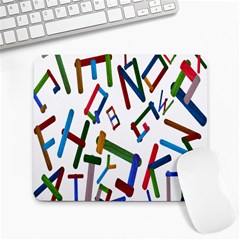 Colorful Letters From Wood Ice Cream Stick Isolated On White Background Large Mousepads by Simbadda