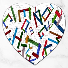 Colorful Letters From Wood Ice Cream Stick Isolated On White Background Jigsaw Puzzle (heart) by Simbadda