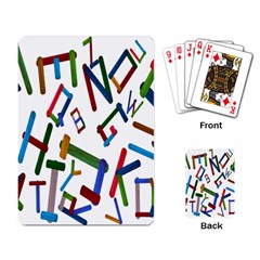 Colorful Letters From Wood Ice Cream Stick Isolated On White Background Playing Card by Simbadda