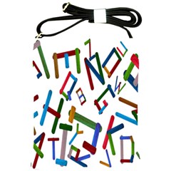 Colorful Letters From Wood Ice Cream Stick Isolated On White Background Shoulder Sling Bags by Simbadda