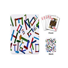 Colorful Letters From Wood Ice Cream Stick Isolated On White Background Playing Cards (mini)  by Simbadda